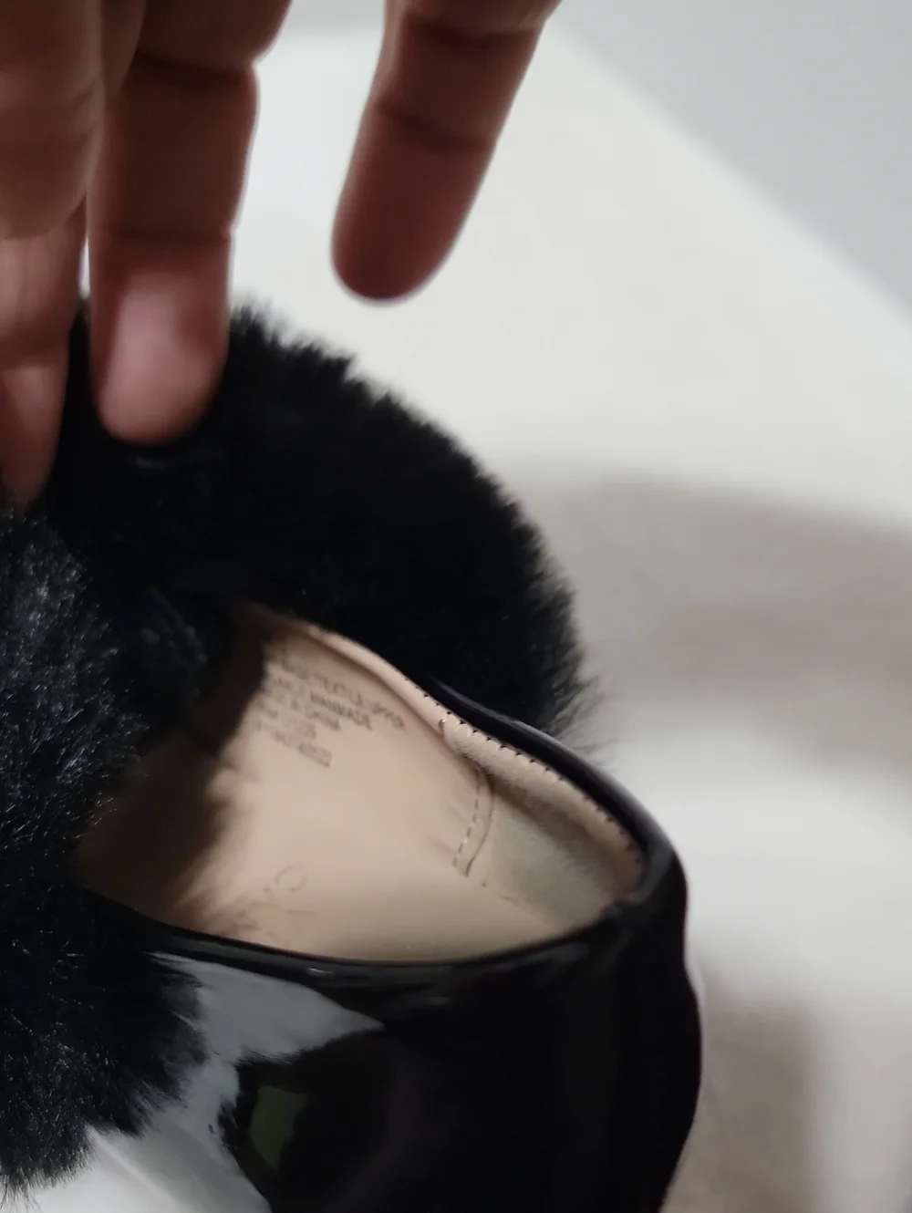 NwotGirls Black Patent Faux Fur Dress Shoes. Sz.2